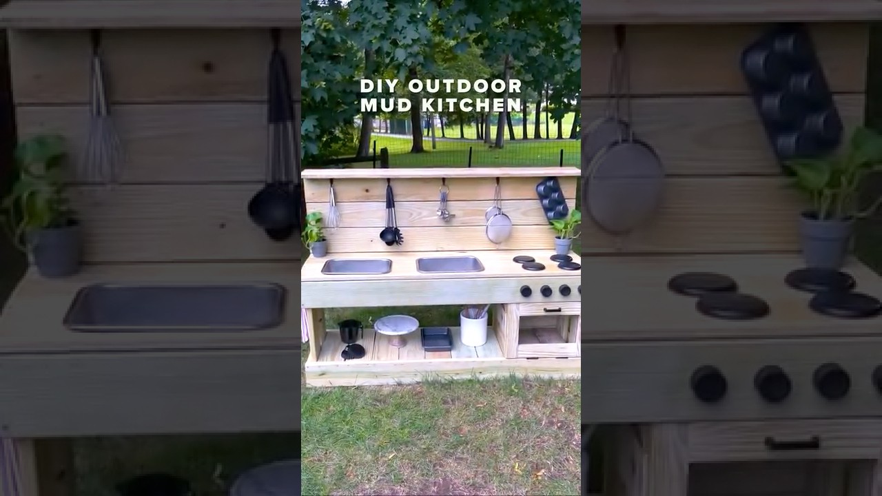 This DIY Mud Kitchen is a Cheap & Easy Way to Keep Your Kids Having Fun Outside this Summer! ☀️ #diy