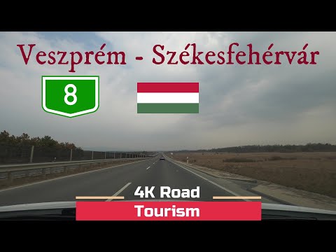 Driving Hungary: Route 8 Veszprém - Székesfehérvár - 4k scenic drive between Bakony and Balaton