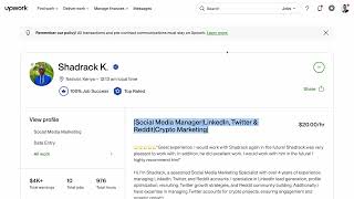 Upwork Profile Optimization: Social Media Manager Etc...