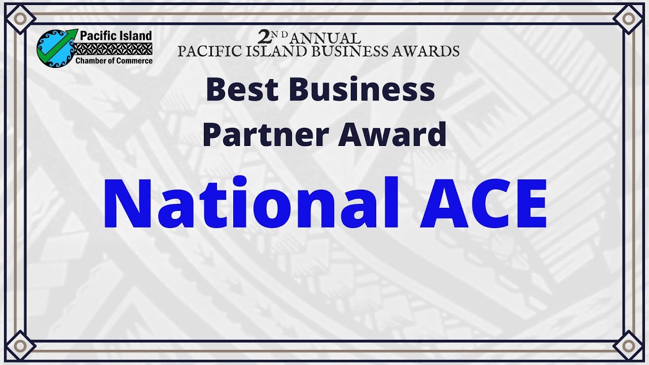 2022 Pacific Island Business Awards - Best Business Partner Award - National ACE