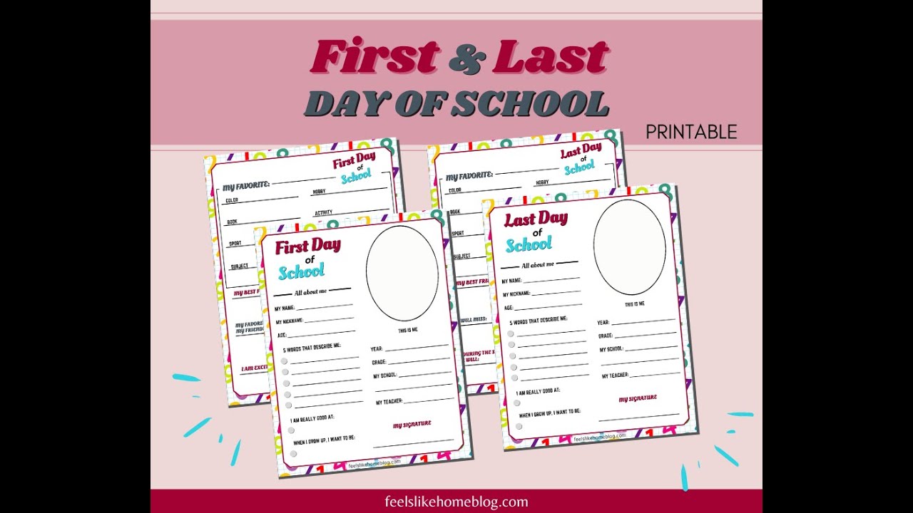 Printable First & Last Day of School Interview Questionnaire for Kids