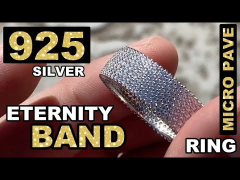 925 Sterling Silver Ring Iced Eternity Band Wedding Blinged Out Pinky Jewelry