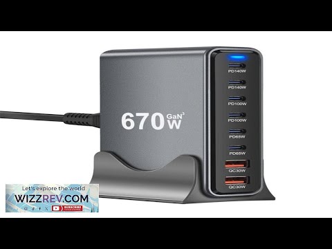 GaN Tech Bakeey YMX 670W 670W 8 Port USB PD Charger 2USB A+6USB C PD QC