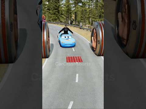 Car Van 2 Bollard Chain Crush BeamNG.drive