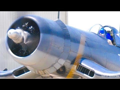 4K | F4U Corsair Engine Start-Up, Flybys & Engine Shut-Down