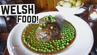 Welsh Food - Faggots, Rarebit, Bara Brith and MORE! (Americans try British Food) - Cardiff, Wales