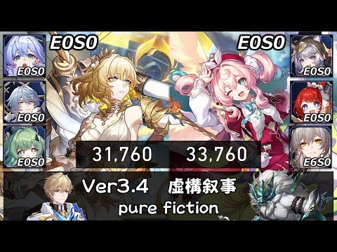 【崩スタ】無凸無餅 アグライア＆ヒアンシー｜虚構叙事4を攻略&ちょい解説 [Ver3.4] ｜ロビン、サンデー、トリビー、サフェル【崩壊スターレイル／スタレ／Honkai Star Rail】