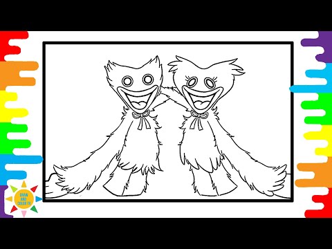 Kissy Missy And Huggy Wuggy Coloring Page | Huggy Wuggy Poppy Playtime Coloring |Elektronomia-Energy
