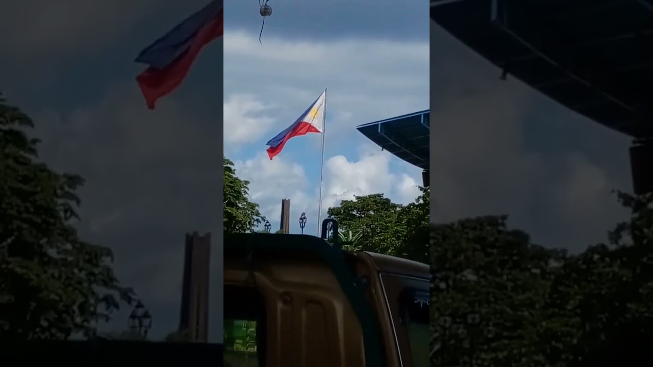 Big Philippine flag waving in Ormoc City,  Leyte
