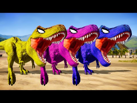 Tyrannosaurus Rex Color Pack vs Spinosaurus, Malusaurus, Tyrannotitan - Jurassic World Evolution
