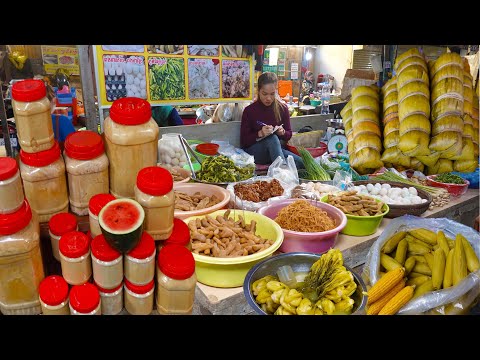 Deum Ampel Market Food Show - Various Fresh Yummy Foods For Our Routine Life - Cambodian Wet Market