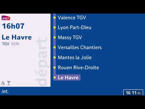 SNCF TGV Marseille to Le Havre delayed announcement [HD - animated]