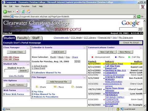 Staff Students Cougarweb Training Video 2003