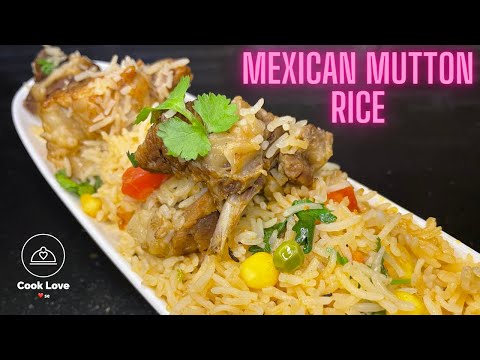 Mexican Rice with Mutton Recipe | Non-vegetarian Spanish Rice | Mexican Rice with Gosht | Red Rice
