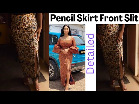 How to Cut and Sew a long PENCIL Skirt with Front SLIT Step by Step DETAILED