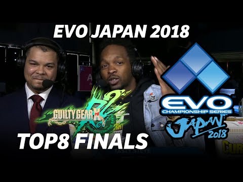 EVO JAPAN 2018 GG Xrd R2 TOP8 FINALS (TIMESTAMP) Nage Omit Kazunoko DC Ruki Machabo Kedako Lox