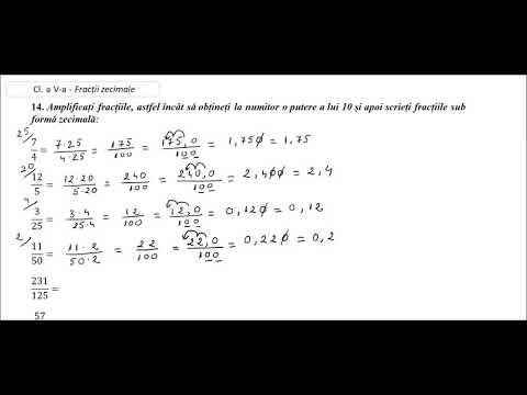 Cl. a V-a - Fractii zecimale - ex. 14 - amplificare fractii ordinare cu numitor putere a lui 10