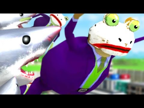 CRAZY FLYING SHARKS vs JOKE FROG CITY! - Amazing Frog - Part 142 | Pungence