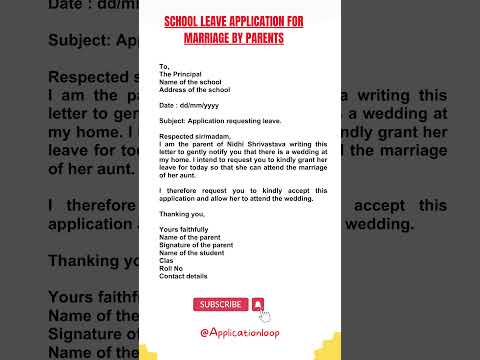 School leave application for marriage by parents #leave #school
