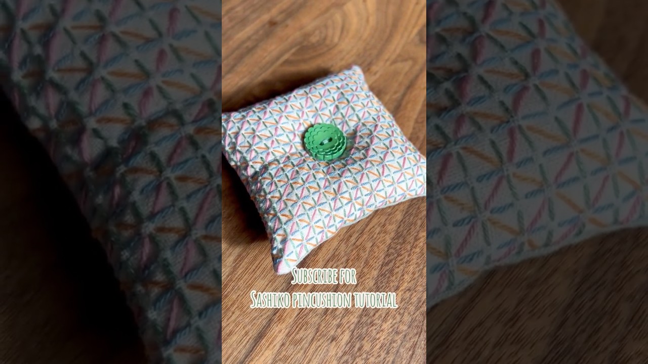 I made a super cute Sashiko pincushion! Tutorial link in description #stitch #sashiko #handmade