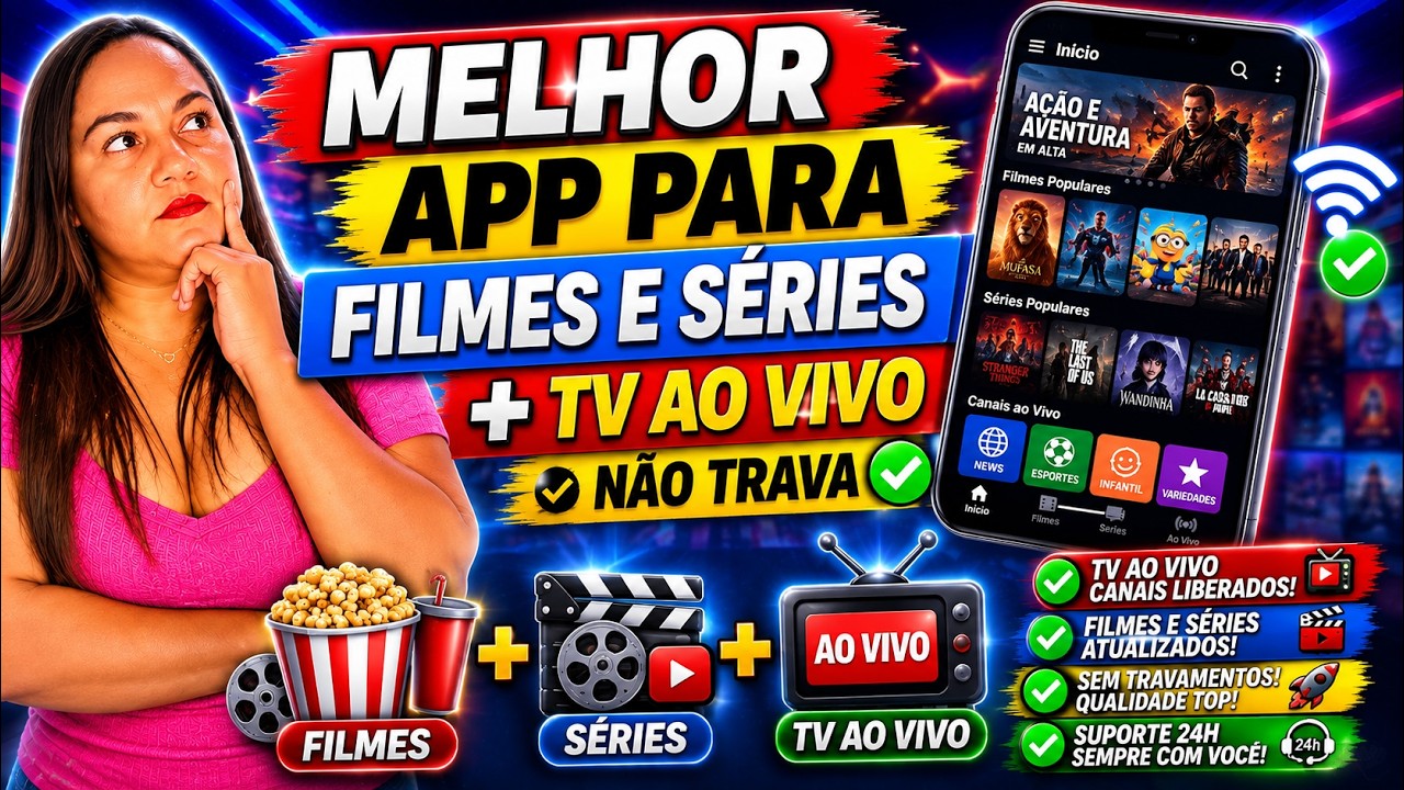 MELHOR APP PARA FILMES E SÉRIES! 🔥 Tem Tudo + TV AO VIVO e NÃO TRAVA!