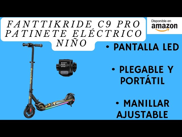 Vídeo relacionado con FanttikRide C9 Pro Patinete Eléctrico Niño 1,2-1,6 m, Luces Arcoíris, Velocidades 8/13/16 km/h, Alcance 8 km, Pantalla LED, Altura Ajustable, Plegable, Máxima de Carga 60 kg, Azul