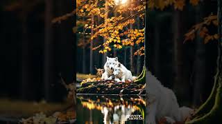 Snow White Wolf Couple Adventure: In autumn Forest Wonderland #wolves #animal