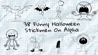 38 Funny Halloween Stickmen Animations – Transparent Alpha Overlay Pack