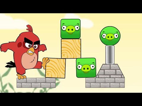 Angry Birds Pigs Out - PUSH THE WOOD TO FORCE OUT SQUARE AND ROUD PIGGIES WALKTHROUGH!
