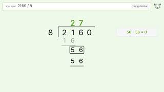 Long Division Problem 2160/8: Step-by-Step Video Solution
