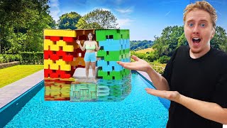 WE built a lego HOUSE POOL and stayed inside for 24 hours