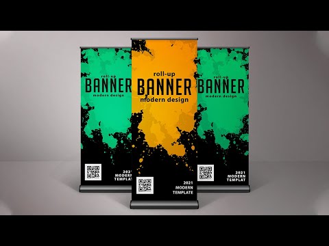 How to Design Corporate Roll Up Banner Photoshop Tutorial Professional Roll Up Vertex Graphic