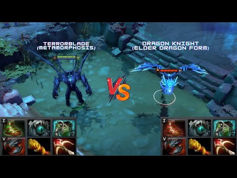 Dota 2 | Terrorblade (METAMORPHOSIS) vs Dragon Knight (ELDER DRAGON FORM) lvl 30 | Same Items