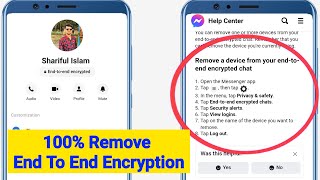 End to End Encryption Remove Or Disable On Facebook Messenger -New Method
