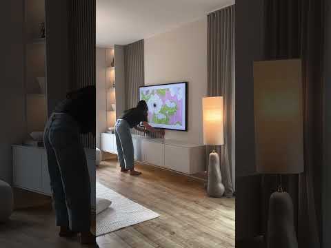 DIY IKEA TV Wall Makeover ✨ | Besta Hack + Sand Panels!  #shortvideo #diy  #like  #makeover