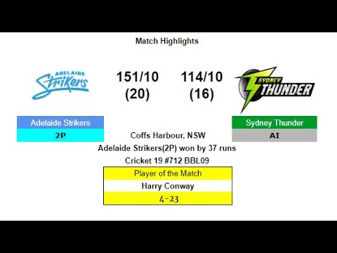 Cricket 19:#712 Online Co-op vs AI (Veteran) BBL09 Adelaide Strikers(2P) v Sydney Thunder(AI)