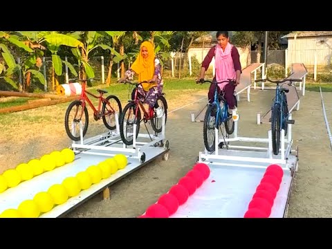 Who will win the most prizes in a funny game of double cycle balloon bursting? | SS food challenge