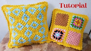 Como Fazer Capa para Almofada de Quadrados de Crochê | Tutorial