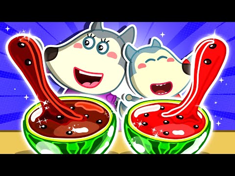 Learn Color with Colorful Watermelon Juice | Series Fun Playtime With Mommy Wolf | Cartoon for Kids