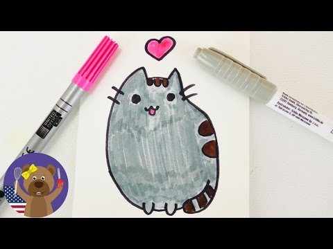 Kawaii Pusheen Facebook Cat DIY | Cute cat with heart for birthday invitations