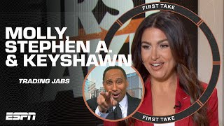 Download the video "Molly, Stephen A. & Keyshawn all trade jabs on an exciting day of First Take 🤣"