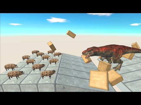 Dinosaur run to eat Pig - Animal Revolt Battle Simulator