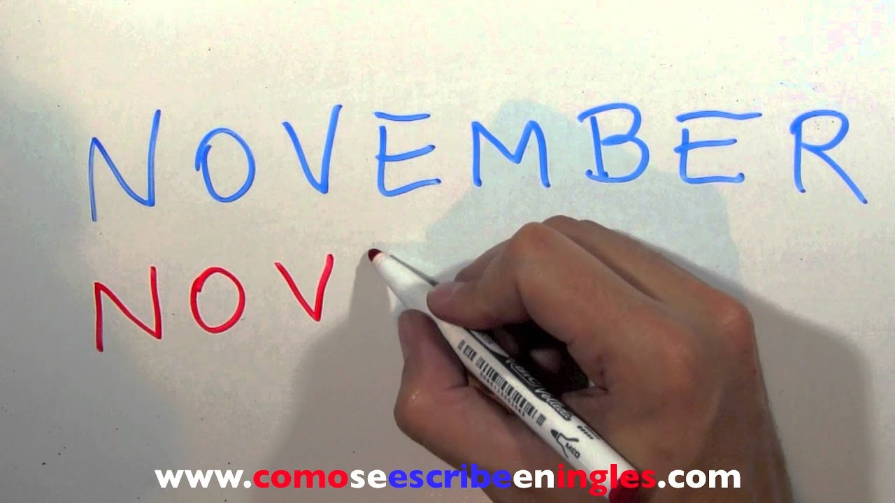 Cómo se escribe en inglés Noviembre - Los meses en ingles
