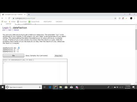 Logic 1 Date Fashion Java Tutorial Codingbat Com