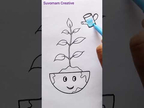 Environment day 🌎+🌱=? | Environment Day card | #Earth #WorldEnvironmentDay #satisfying | #Shorts