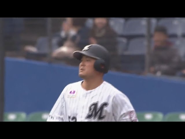 【6回裏】マリーンズ・江村 甘い球を逃さずタイムリー!! 2017/3/14 M-S