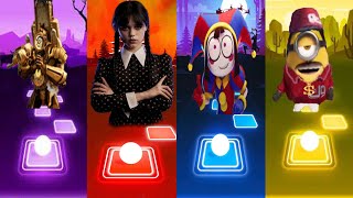 CLOCK MAN VS WEDNESDAY COFIN VS THE AMAZING DIGITAL CIRCUS VS MINIONS SKIBIDI DOP