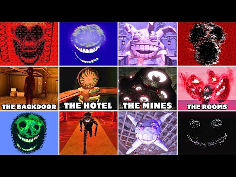 Roblox DOORS - All Jumpscares | FLOOR 2 The Mines & The Hotel & The Backdoor & The Rooms