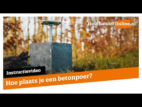 Betonpoer met draadeind en stelplaat 20x20cm (boven maat) 60cm antraciet video