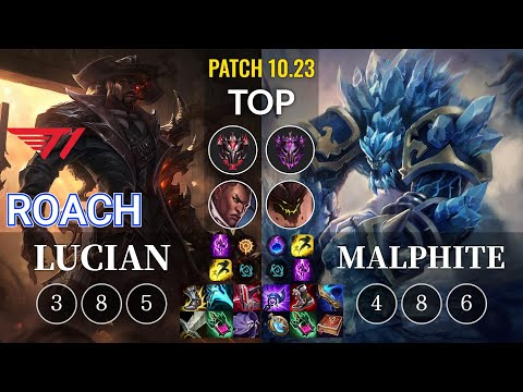 T1 Roach Lucian vs Malphite Top - KR Patch 10.23